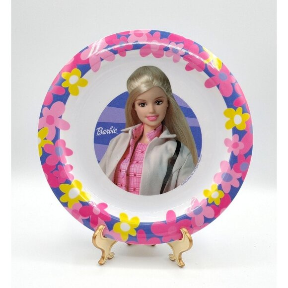 Vintage Home Presence Mattel Barbie Melamine Flowers Pink Plate & Bowl Set 2000 - Picture 2 of 7